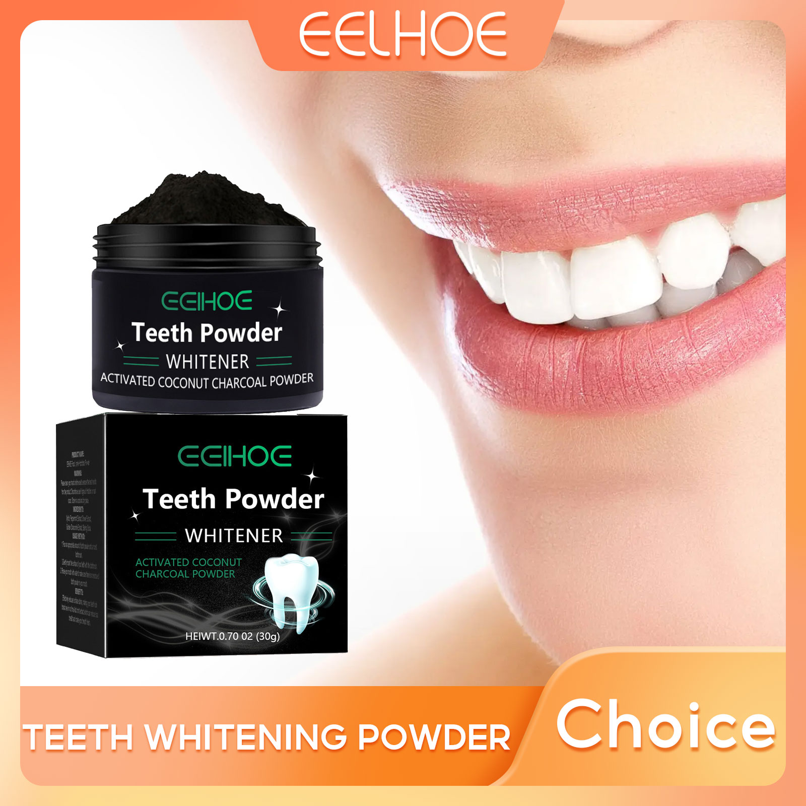 Teeth Whitening Charcoal - EELHOE poudre de charbon de bois