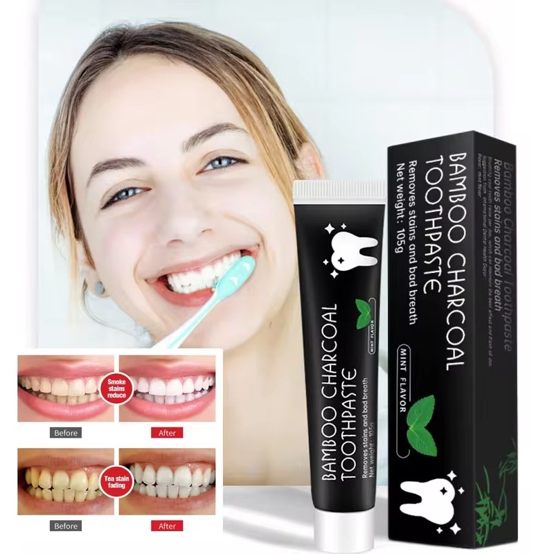 Teeth Whitening Charcoal - Dentifrice blanchissant au charbon de bambou,